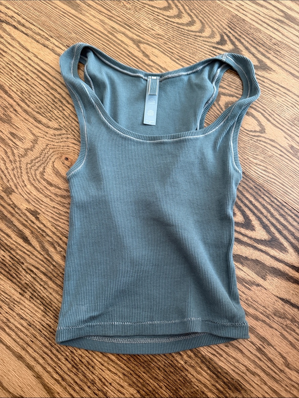 Skims Ribbed Tank Top in Slate Blue-Green